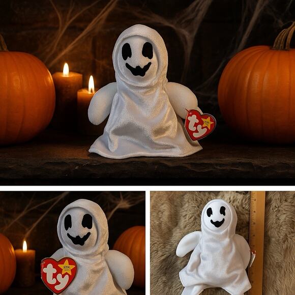 Ty Beanie Baby Sheets the Ghost 1999 Retired Halloween Plush with Tags - Picture 1 of 6